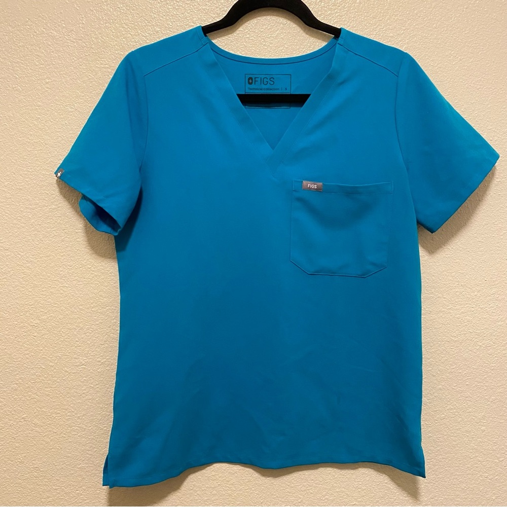 Figs Teal Blue Short Sleeve Tee